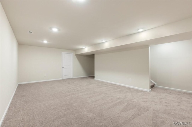 7007 Batten Ct, Chesterfield, VA 23234 - finished basement featuring light carpet, baseboards, recessed lighting, and stairway
