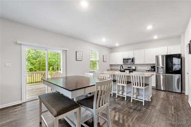 7007 Batten Ct, Chesterfield, VA 23234 - dining space with dark wood-style flooring, recessed lighting, and baseboards