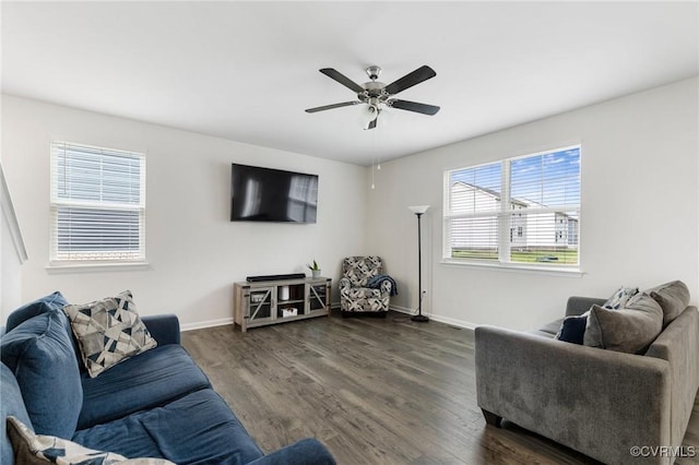 7007 Batten Ct, Chesterfield, VA 23234 - living room with dark wood-type flooring and ceiling fan