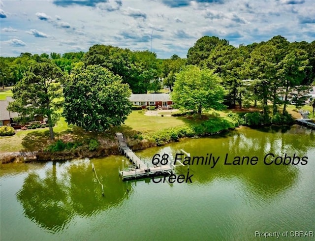 68 Family Ln, Cobbs Creek, VA 23035 - aerial view of property and surrounding area featuring a large body of water