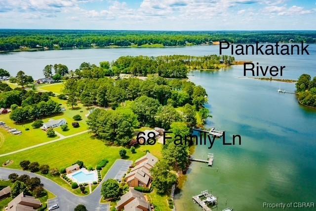 68 Family Ln, Cobbs Creek, VA 23035 - drone / aerial view of a large body of water