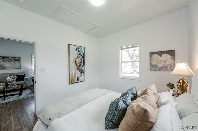 314 Maryland Ave, Hopewell, VA 23860 - bedroom featuring attic access and dark wood-type flooring