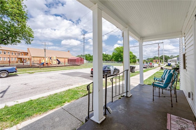 314 Maryland Ave, Hopewell, VA 23860 - view of patio with a porch and a playground