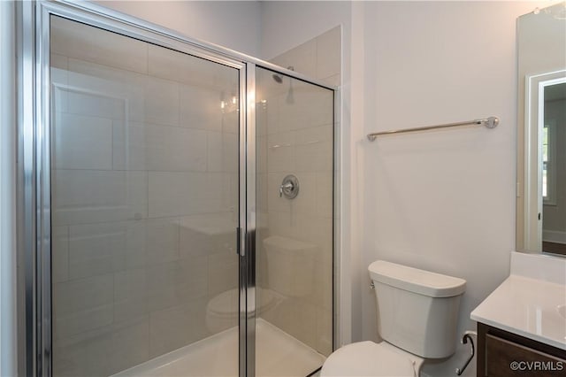 12543 N Readers Ln, Manakin Sabot, VA 23103 - bathroom featuring toilet, a shower stall, and vanity