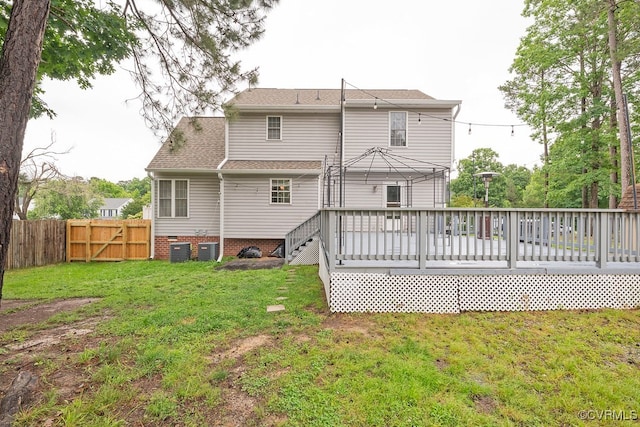 7418 Whirlaway Dr, Midlothian, VA 23112 - rear view of property featuring a wooden deck, central AC unit, and a shingled roof