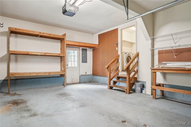 2545 Retrievers Ridge Rd, Henrico, VA 23233 - garage featuring a garage door opener, electric panel, and washer / dryer