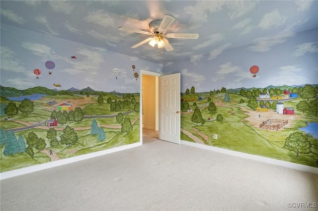 2545 Retrievers Ridge Rd, Henrico, VA 23233 - carpeted empty room featuring baseboards, ceiling fan, and wallpapered walls