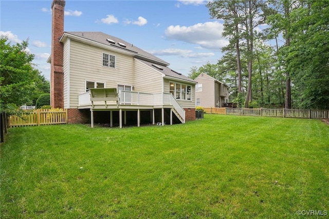 2545 Retrievers Ridge Rd, Henrico, VA 23233 - rear view of house featuring a chimney, a deck, stairway, and a shingled roof