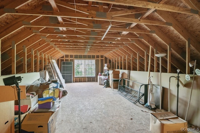 view of unfinished attic