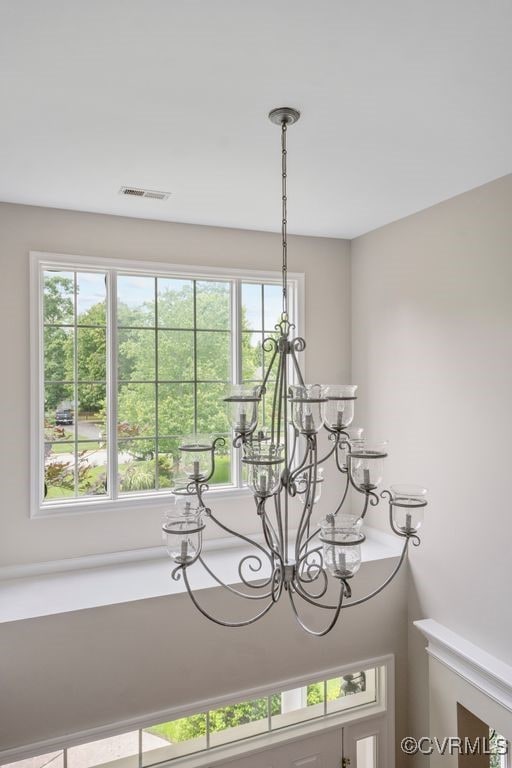 detailed view of a chandelier
