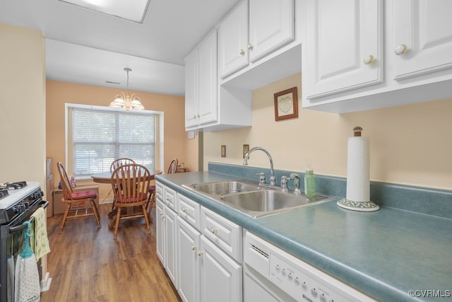 11693 Timberly Waye, Richmond, VA 23238 - kitchen featuring gas range, a sink, dark wood-style flooring, dishwasher, and white cabinetry