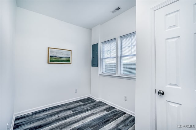 208 E 18th St, Richmond, VA 23224 - empty room with dark wood-style flooring, electric panel, and baseboards