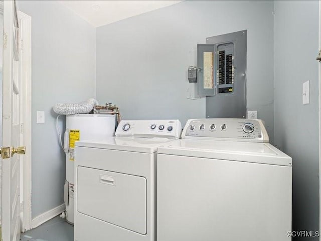 2519 Deerfield Dr, Petersburg, VA 23805 - washroom with electric panel, washing machine and clothes dryer, electric water heater, and baseboards