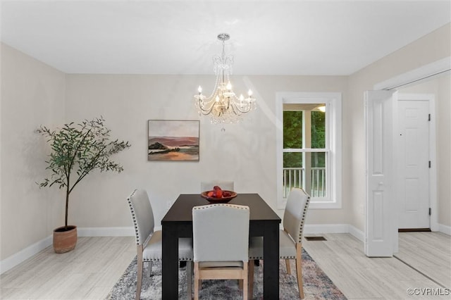 5239 Old Buckingham Rd, Powhatan, VA 23139 - dining space featuring a chandelier, wood finished floors, and baseboards