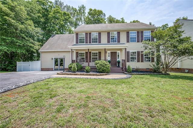 7107 Dortonway Pl, Chesterfield, VA 23832 - colonial home with a porch, driveway, and crawl space