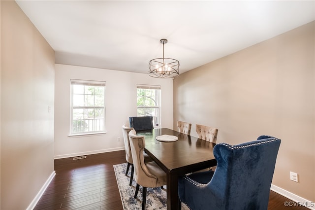 7107 Dortonway Pl, Chesterfield, VA 23832 - dining space with baseboards, dark wood-type flooring, and a chandelier