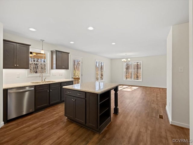 1146 Clayton Rd, Powhatan, VA 23139 - kitchen with stainless steel dishwasher, a sink, healthy amount of natural light, open shelves, and recessed lighting