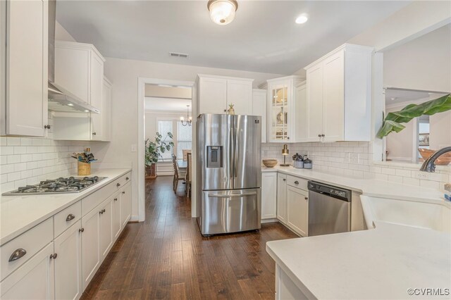 41 Pine Shadow Ct, Troy, VA 22974 - kitchen with appliances with stainless steel finishes, white cabinetry, and dark wood finished floors