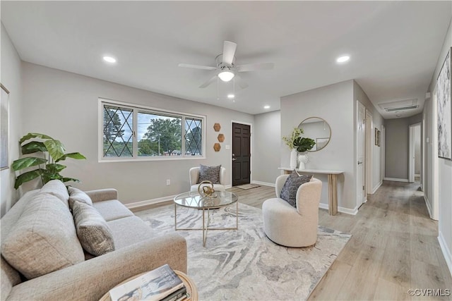 14 Gloucester Cir, Petersburg, VA 23803 - living room featuring light wood finished floors, baseboards, recessed lighting, and ceiling fan