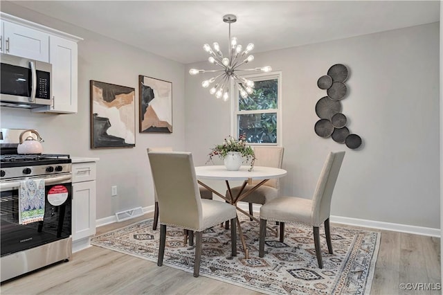 14 Gloucester Cir, Petersburg, VA 23803 - dining area featuring light wood-style floors, a chandelier, and baseboards