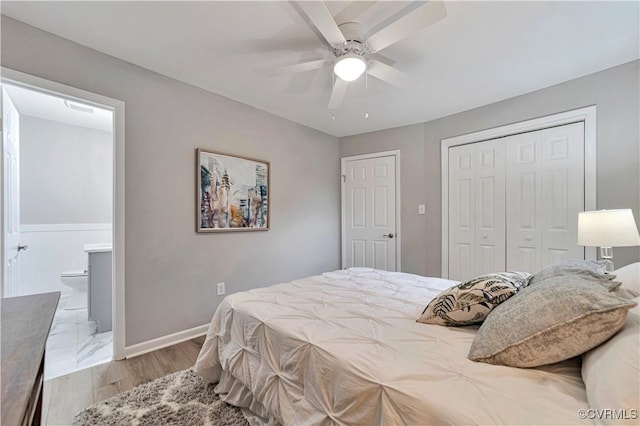 14 Gloucester Cir, Petersburg, VA 23803 - bedroom with a closet, baseboards, ceiling fan, and ensuite bath