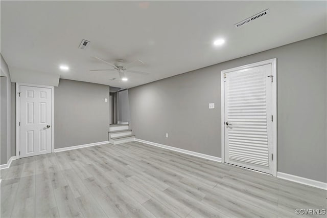 14 Gloucester Cir, Petersburg, VA 23803 - finished basement featuring a ceiling fan, recessed lighting, baseboards, light wood-type flooring, and stairs