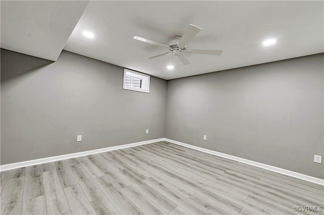 14 Gloucester Cir, Petersburg, VA 23803 - empty room with light wood-style flooring, baseboards, recessed lighting, and a ceiling fan