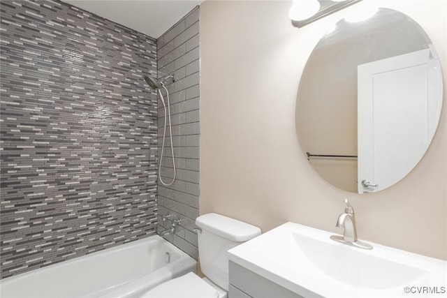 6006 Meadwood Cir, North Chesterfield, VA 23234 - bathroom featuring toilet, vanity, and tub / shower combination