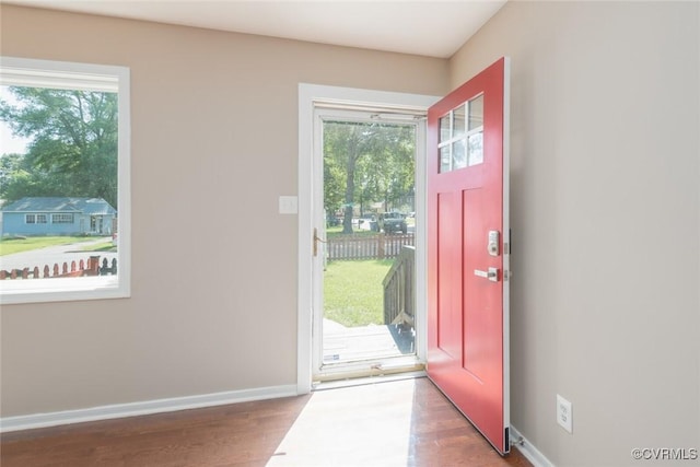 6006 Meadwood Cir, North Chesterfield, VA 23234 - entryway with healthy amount of natural light, wood finished floors, and baseboards