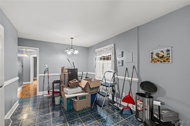 2405 Dumbarton Rd, Henrico, VA 23228 - dining space featuring a chandelier and baseboards