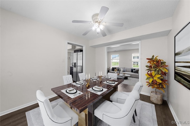 15119 Winding Ash Dr, Chesterfield, VA 23832 - dining space with dark wood-type flooring, ceiling fan, and baseboards