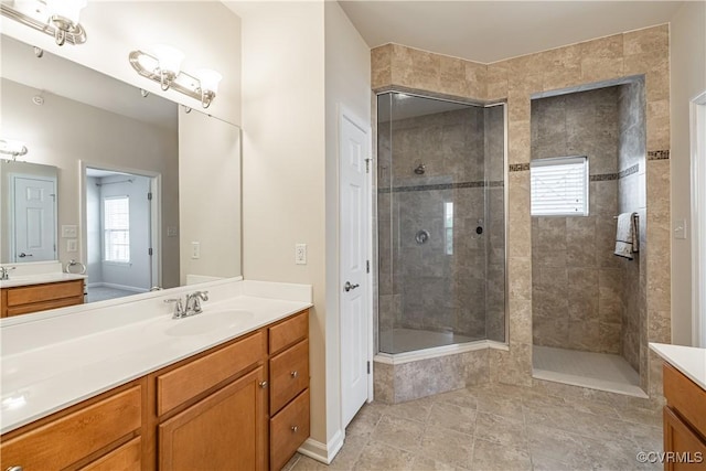 521 Siena Ln, Henrico, VA 23059 - full bath with vanity, tiled shower, and tile patterned flooring