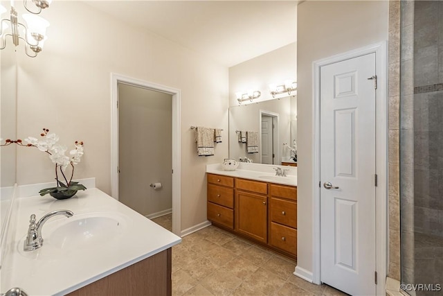 521 Siena Ln, Henrico, VA 23059 - bathroom featuring vanity, a chandelier, and tile patterned floors