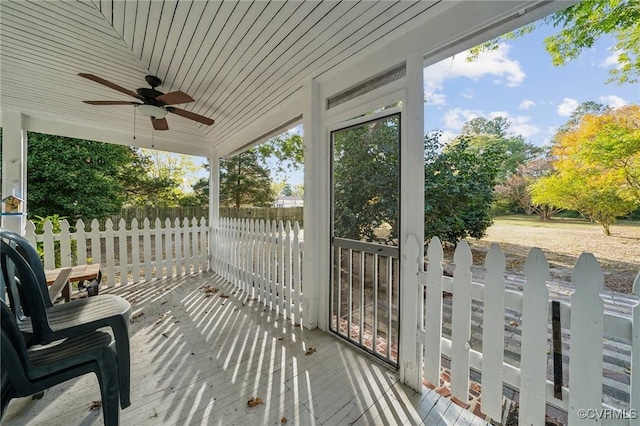 102 Market St, Onancock, VA 23417 - wooden terrace with ceiling fan