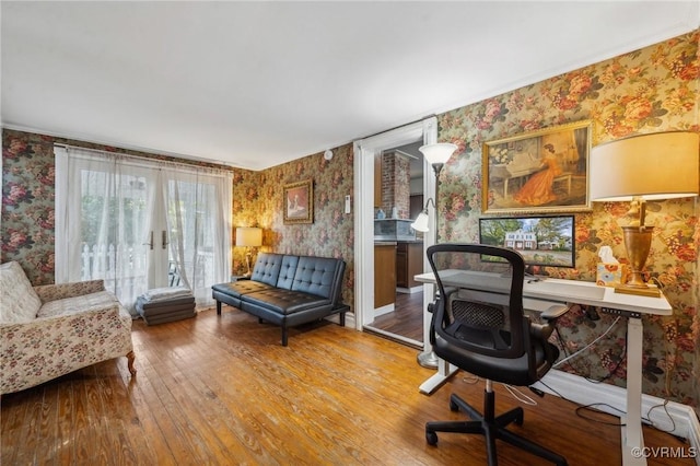102 Market St, Onancock, VA 23417 - office space featuring wallpapered walls and hardwood / wood-style floors