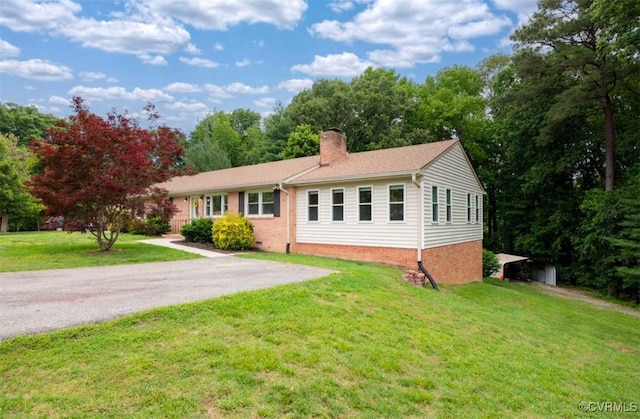 5401 Carteret Rd, Chesterfield, VA 23832 - single story home with a chimney and a front lawn