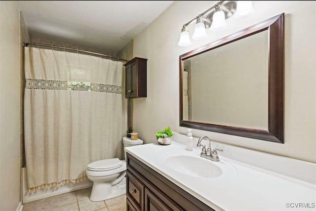 5401 Carteret Rd, Chesterfield, VA 23832 - bathroom featuring vanity, toilet, tile patterned floors, and shower / bath combo with shower curtain