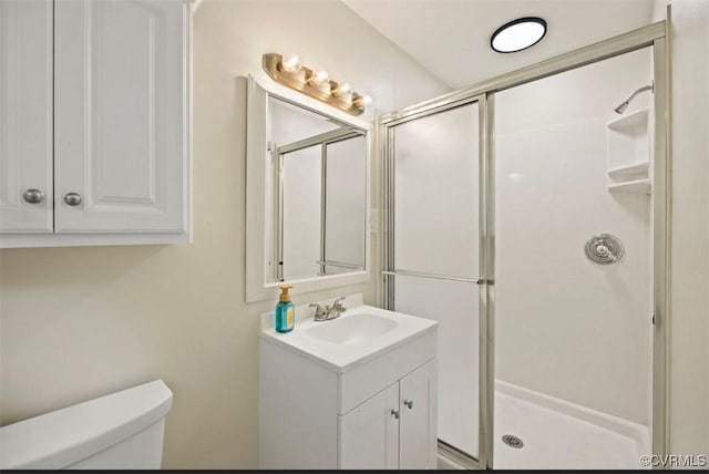 5401 Carteret Rd, Chesterfield, VA 23832 - bathroom with vanity, a stall shower, and toilet