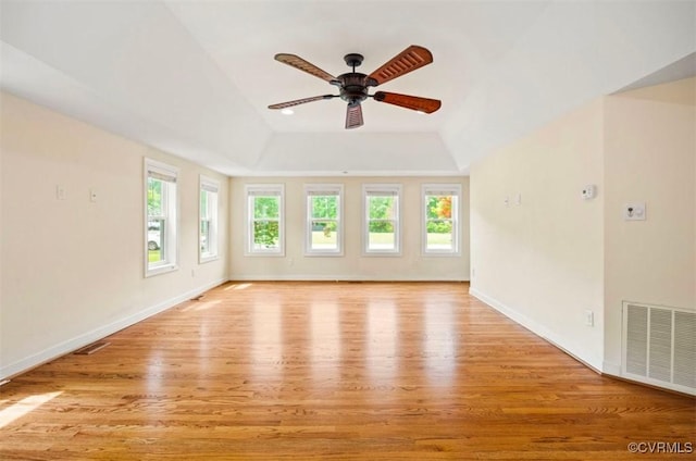 5401 Carteret Rd, Chesterfield, VA 23832 - unfurnished room featuring light wood finished floors, a ceiling fan, baseboards, and a tray ceiling