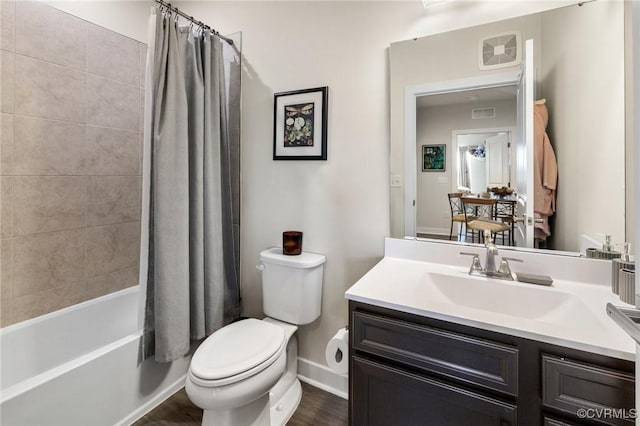 3700 Maze Runner Dr Unit 204, Midlothian, VA 23112 - bathroom with toilet, shower / bath combo, vanity, baseboards, and wood finished floors