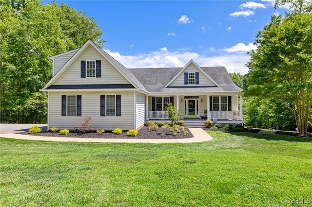 1629 Olmstead Dr, Powhatan, VA 23139 - view of front of house featuring a porch, a front lawn, and a shingled roof