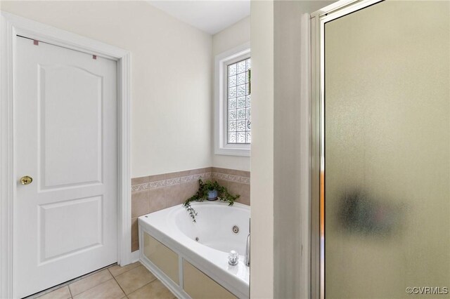 1629 Olmstead Dr, Powhatan, VA 23139 - bathroom with a shower stall, a tub with jets, and tile patterned floors