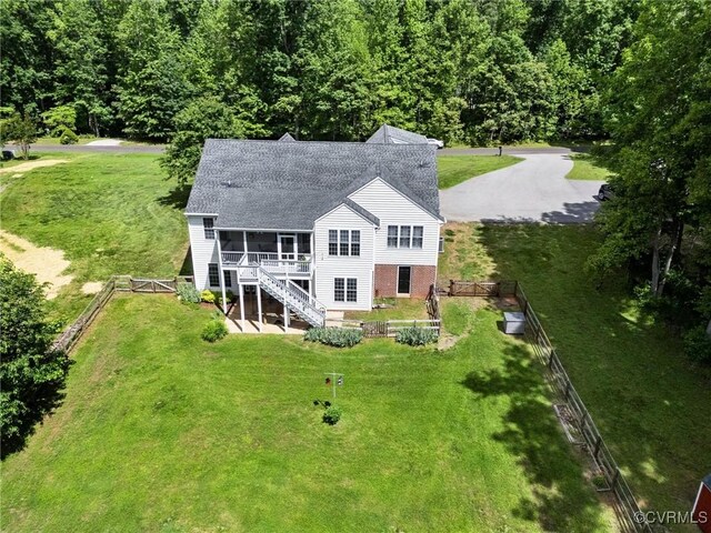 1629 Olmstead Dr, Powhatan, VA 23139 - aerial view of property and surrounding area featuring a heavily wooded area
