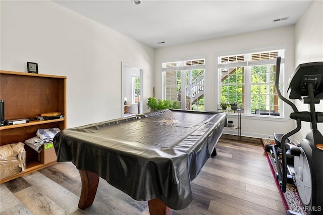 1629 Olmstead Dr, Powhatan, VA 23139 - rec room featuring wood finished floors, healthy amount of natural light, and pool table