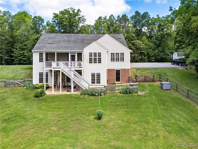 1629 Olmstead Dr, Powhatan, VA 23139 - rear view of property with a shingled roof, a patio, stairs, a gate, and a wooden deck