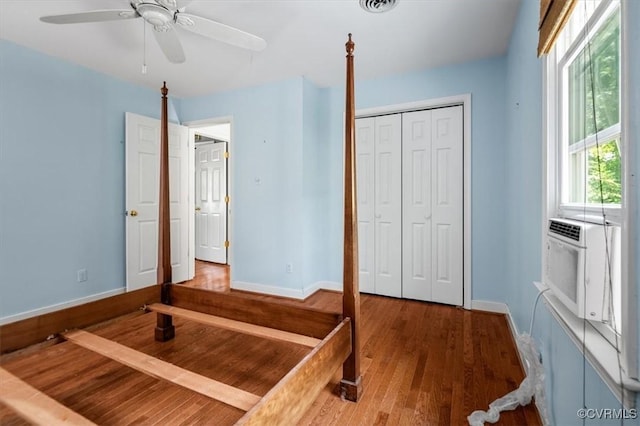 11309 Pendleton Pl, North Chesterfield, VA 23236 - unfurnished bedroom featuring wood finished floors, baseboards, a closet, and ceiling fan