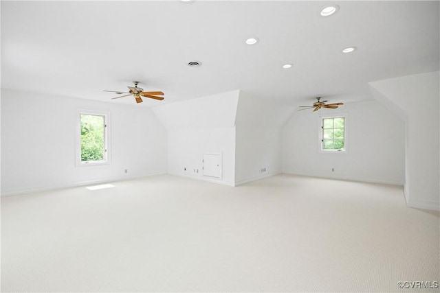 9001 Forest Ridge Ct, Henrico, VA 23229 - bonus room with a ceiling fan, recessed lighting, lofted ceiling, and light colored carpet