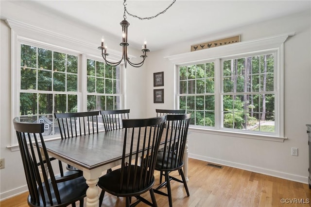 2554 Walkers Ridge Ter, Powhatan, VA 23139 - dining room featuring a chandelier, baseboards, and light wood-style flooring