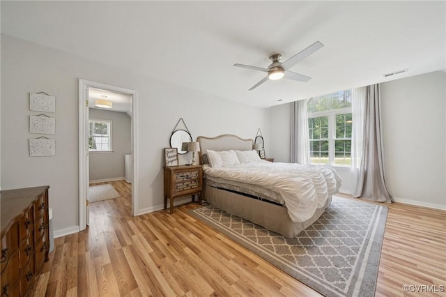 2554 Walkers Ridge Ter, Powhatan, VA 23139 - bedroom with light wood-type flooring, baseboards, and a ceiling fan