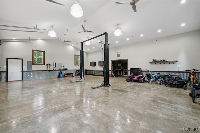 2554 Walkers Ridge Ter, Powhatan, VA 23139 - garage featuring electric panel, a ceiling fan, and recessed lighting